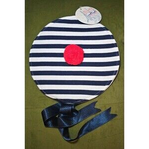 Hublot Mode Marine Child's Beret Hat White Navy Blue Striped Pompom Paris MH 743